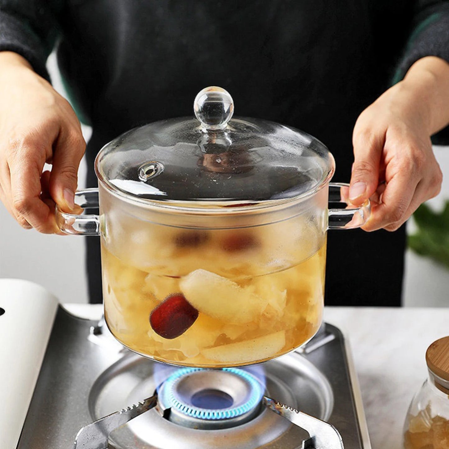 Glass Soup Pots Saucepan with Lid