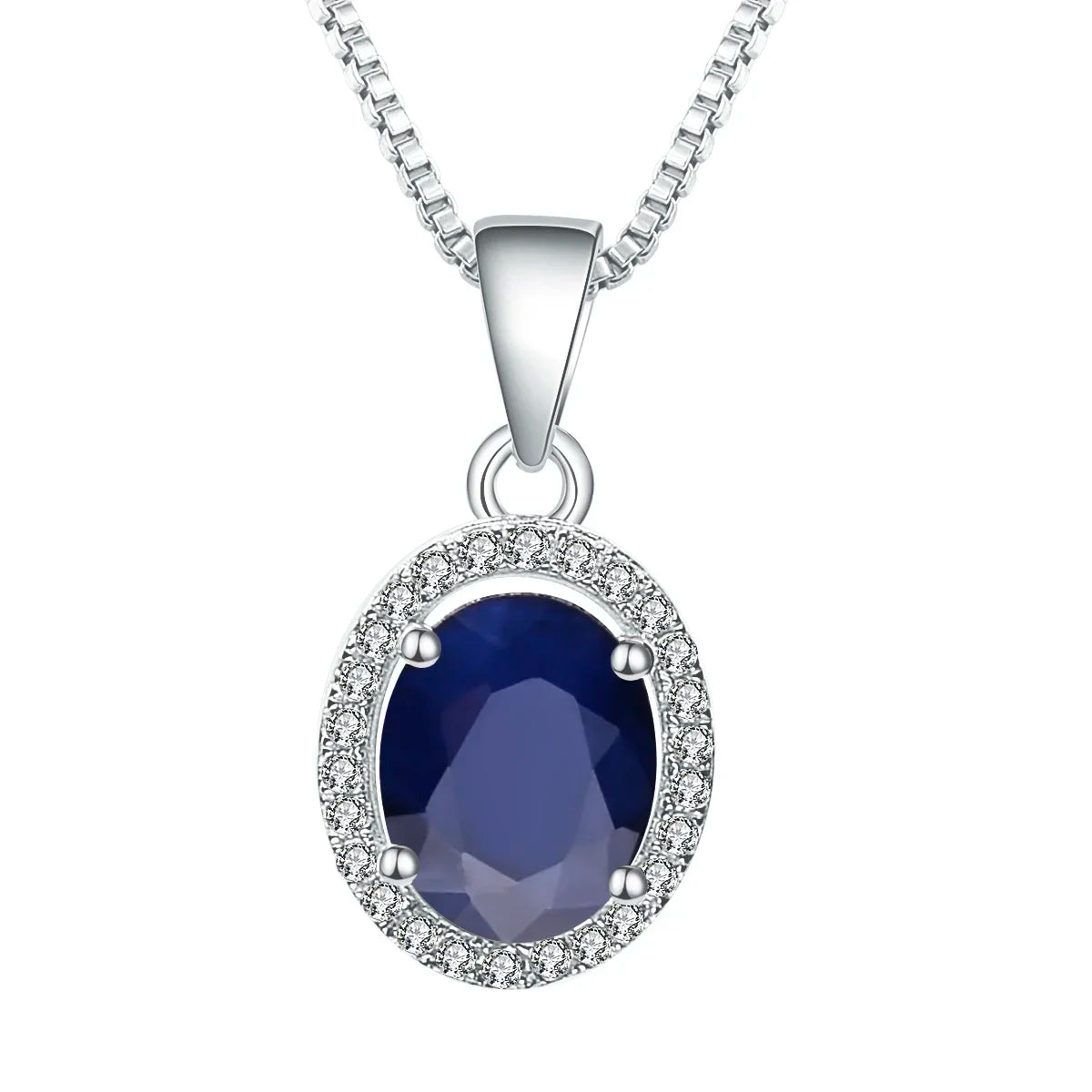 Natural Natural Blue Sapphire Real 585 14K 10K 18K Gold 925 Silver Pendant Necklace For Women Necklace Jewelry