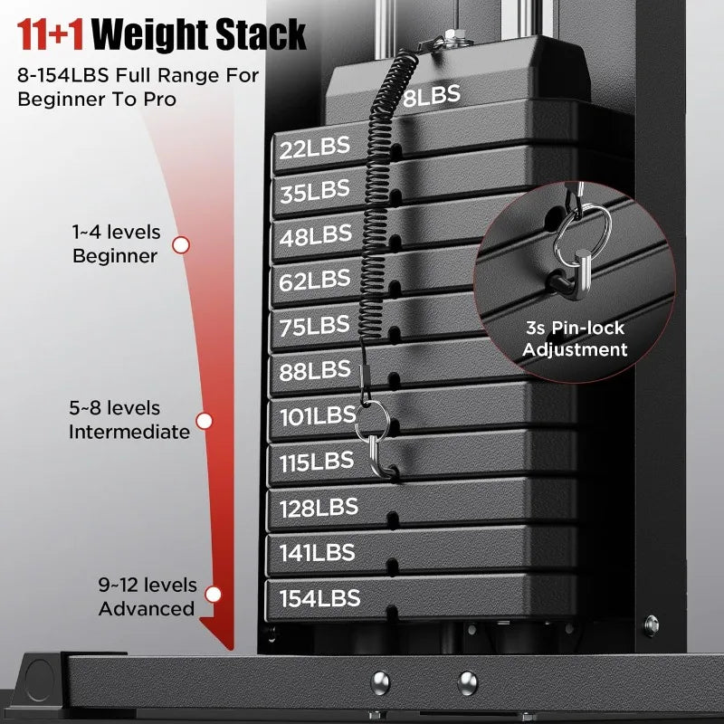 Multifunctional Home Gym, Workout Station with Weight Stack