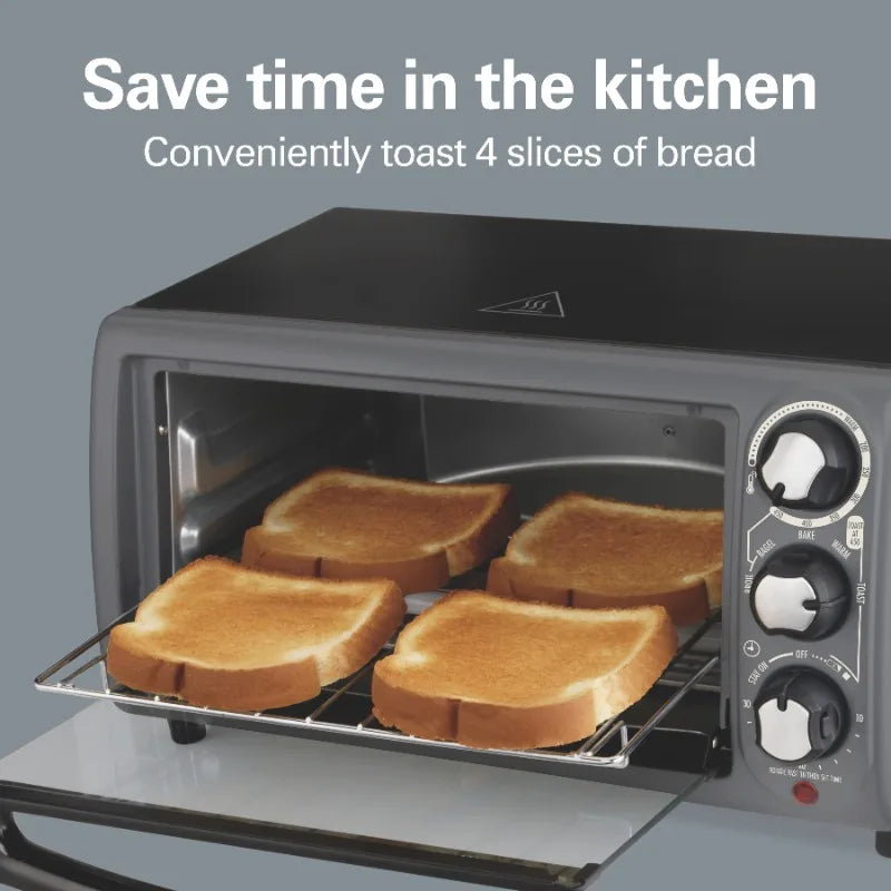 4 Slice Toaster Oven, with 5 Versatile Cooking Modes