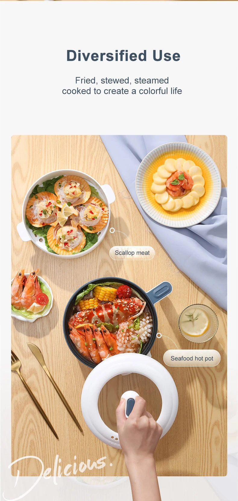 1.7L Electric Rice Cooker 1-2 People Household Non-stick Pan Single/Double Layer Hot Pot Cooking pot Electric Rice Cooker EU/US