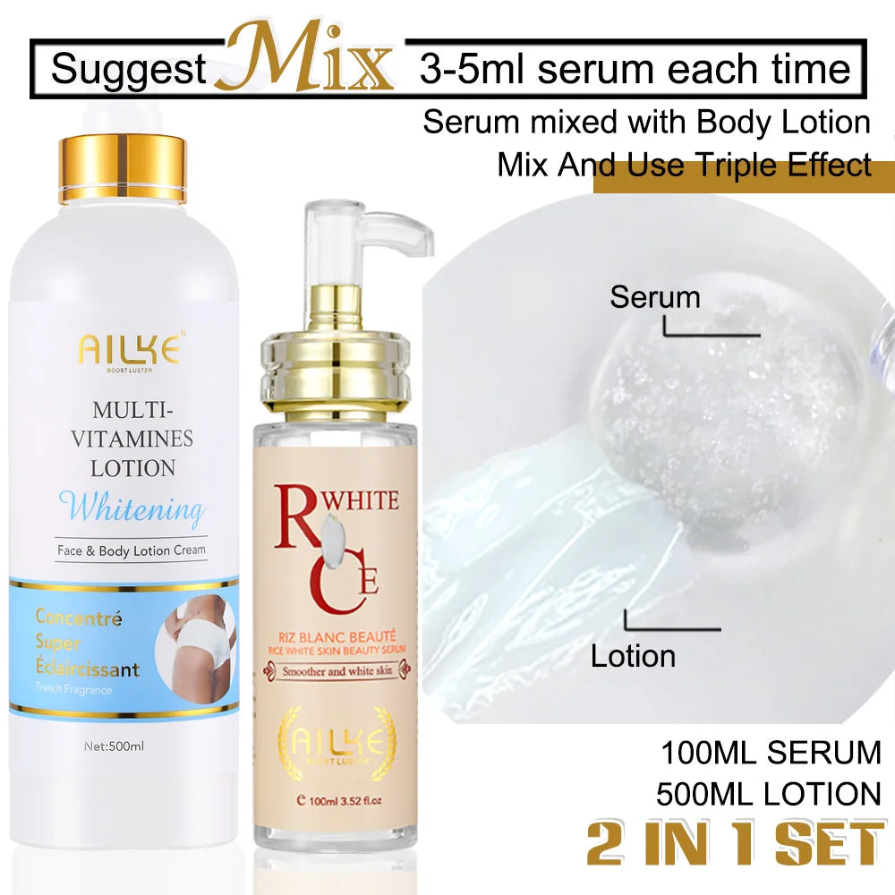 AILKE Multi Vitamin Brightening Body Lotion, Clean Skin With Vitamins A,E,B3,B5, Increase Radiance, Smooth, Moisturizer Cream