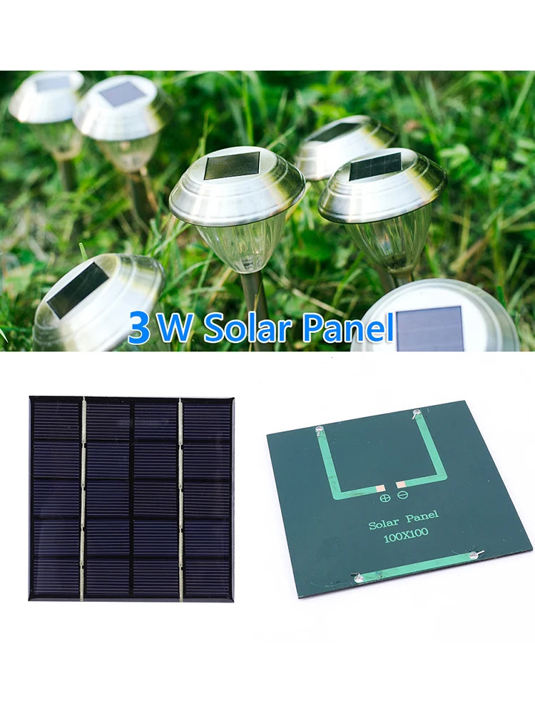 3W 5V Solar Panel Charger Photovoltaic Cells Solar Charging Panel for Solar Light for 3.7V Battery 3-5V Battery/Phone Charger