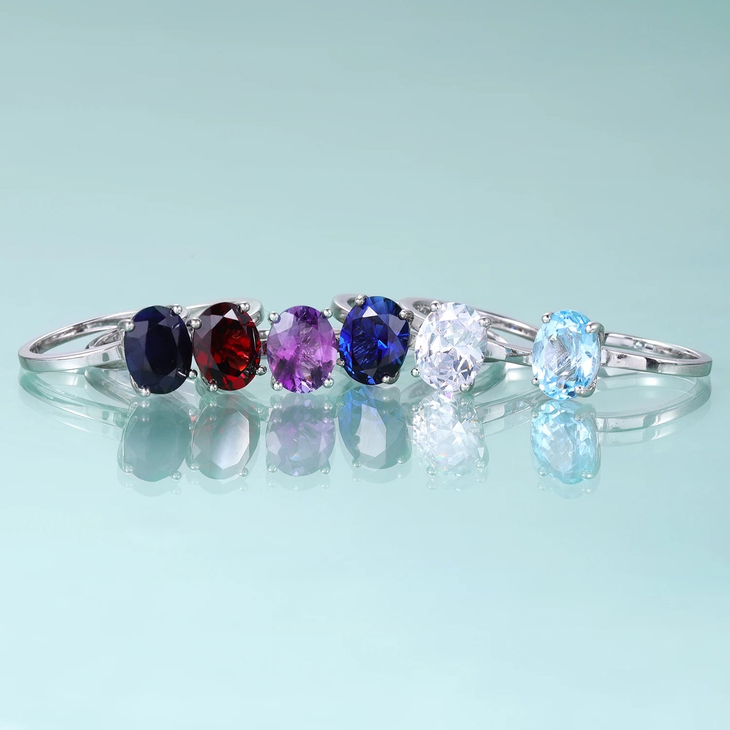 gement Wedding Ring September Birthstone Jewelry Sterling Silver Sapphire Ring Oval Blue Sapphire Solitaire