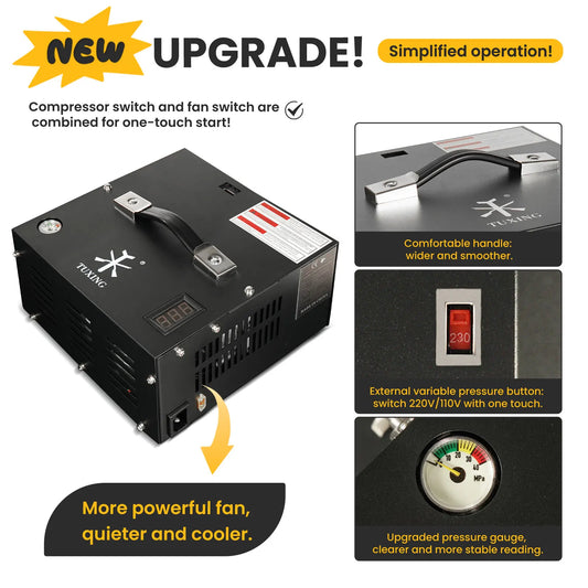 4500Psi 12V PCP Air Compressor 300Bar High Pressure Compressor Portable Built-in Transformer Diving Tank Airgun