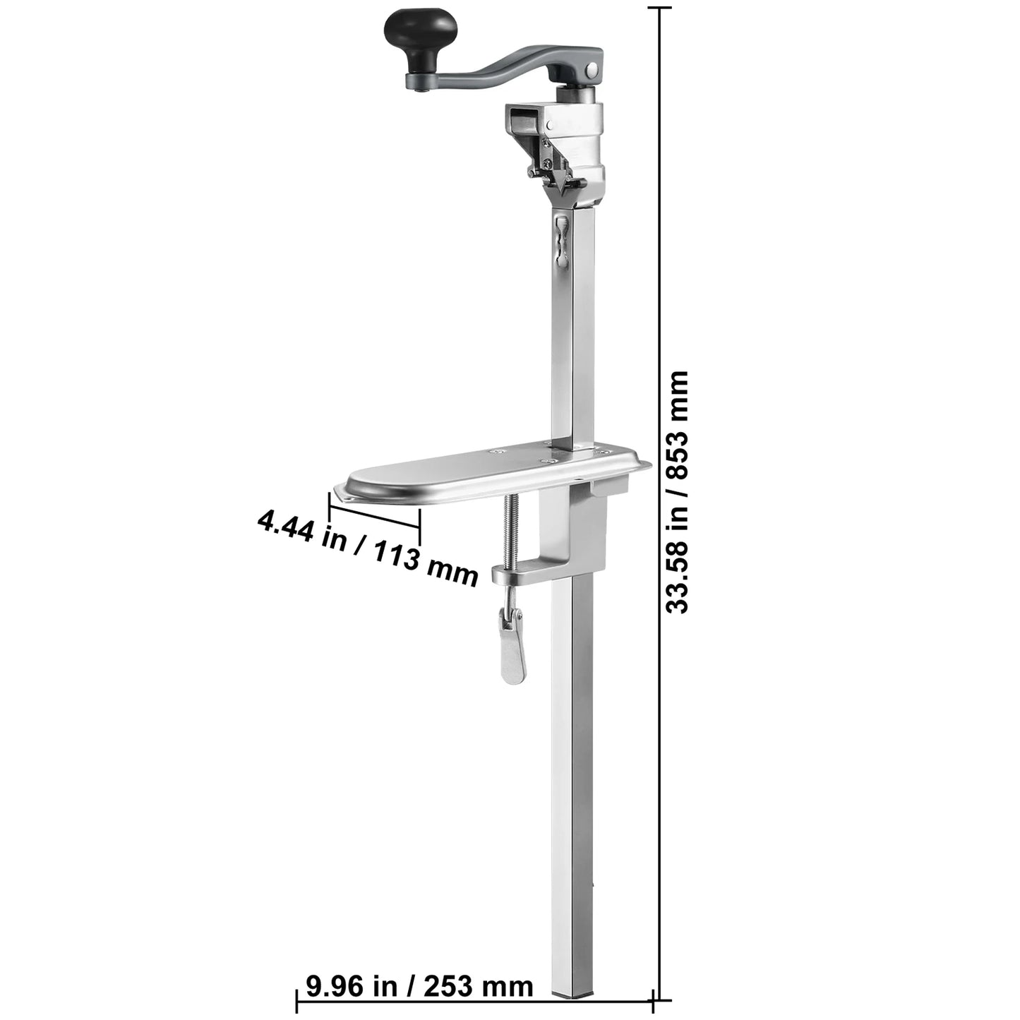 Manual Can Opener Commercial Table Clamp Opener for Large Cans Can Opener with Base Adjustable Height Industrial Opener