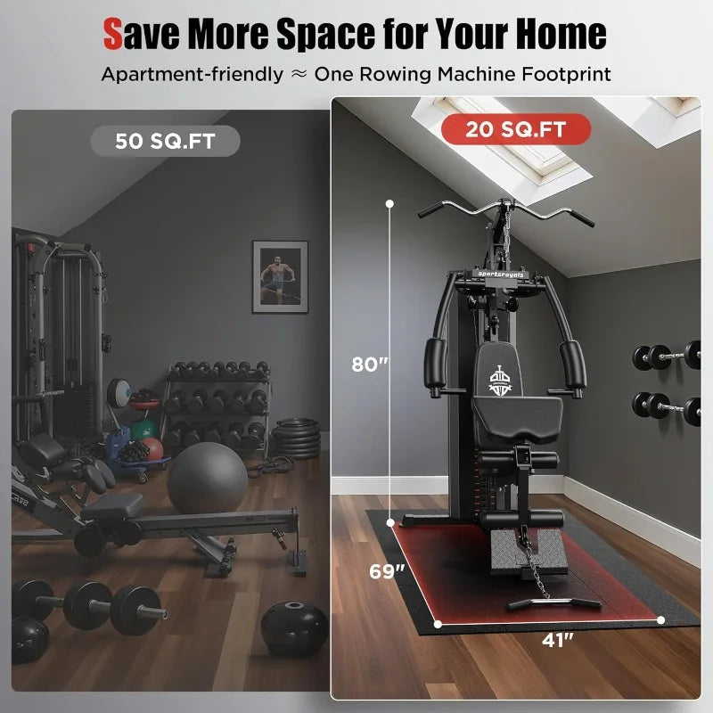 Multifunctional Home Gym, Workout Station with Weight Stack