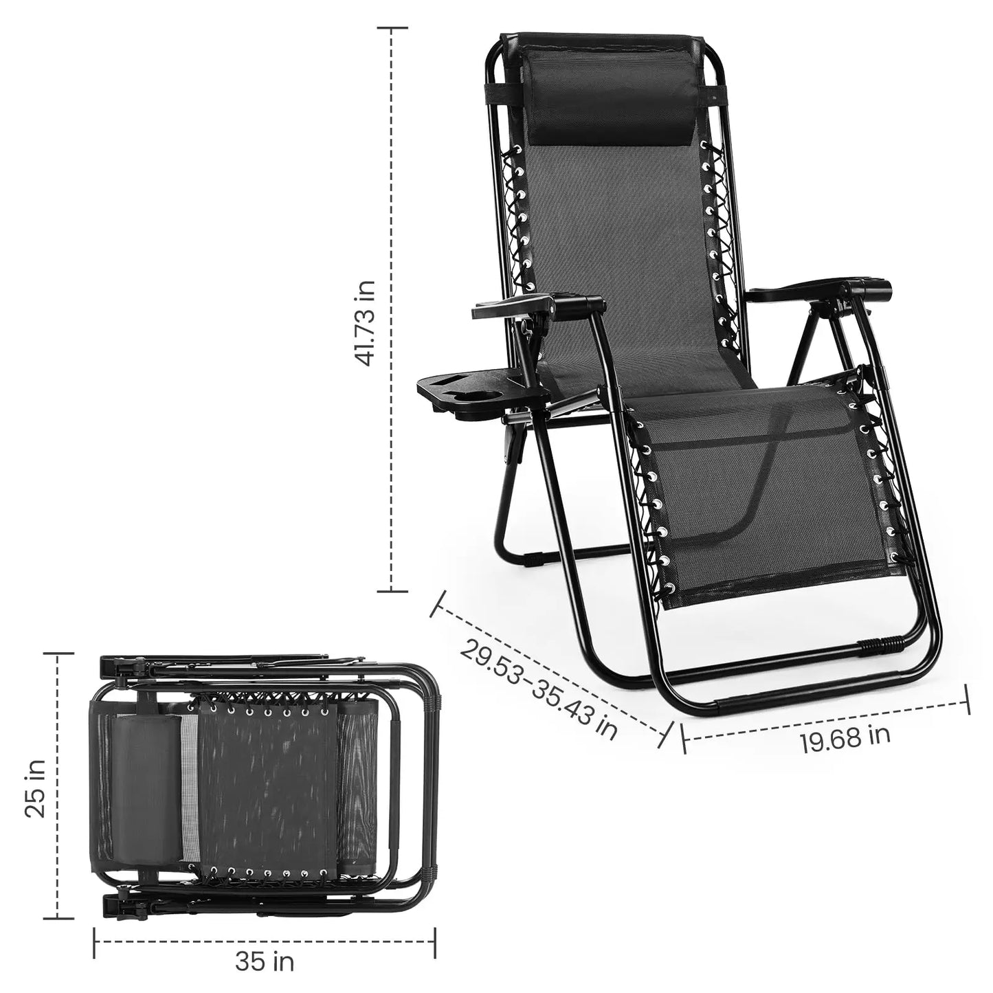 Zero Gravity Set of 2 Portable Recliner Camping Chairs