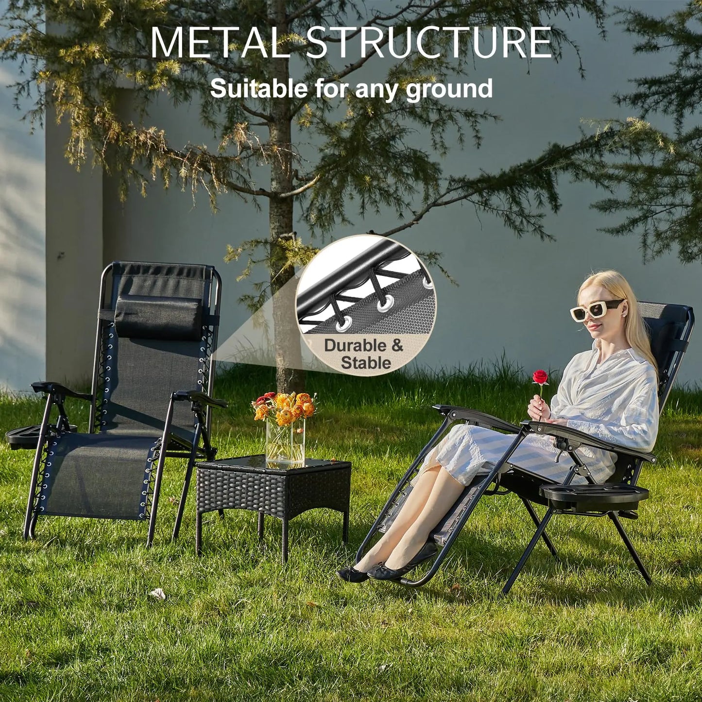 Zero Gravity Set of 2 Portable Recliner Camping Chairs