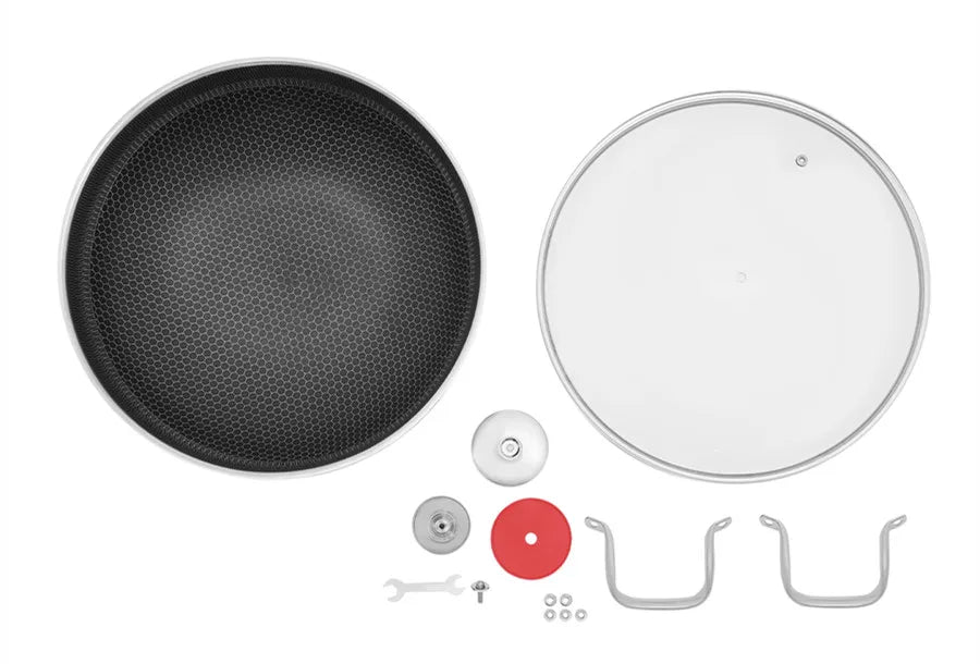 Stainless Steel Pan, Cooking Pan, Double-sided Honeycomb Frying Pan, Non-stick Pan with Lid Induction Cooker Gas Stove Universal