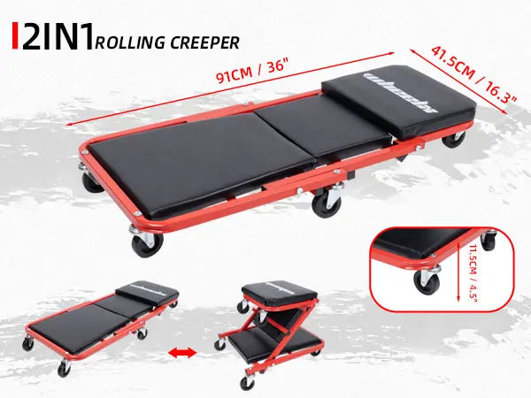 3-in-1 Mechanic Foldable Garage Chair