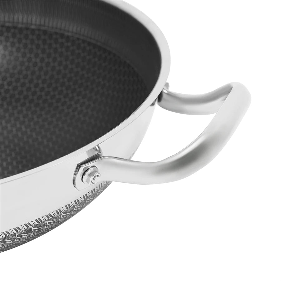 Stainless Steel Pan, Cooking Pan, Double-sided Honeycomb Frying Pan, Non-stick Pan with Lid Induction Cooker Gas Stove Universal