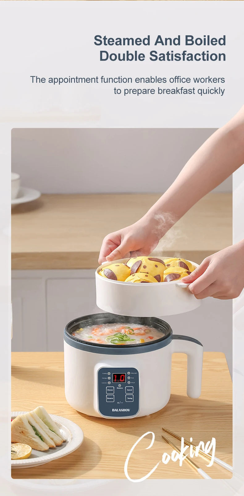 1.7L Electric Rice Cooker 1-2 People Household Non-stick Pan Single/Double Layer Hot Pot Cooking pot Electric Rice Cooker EU/US