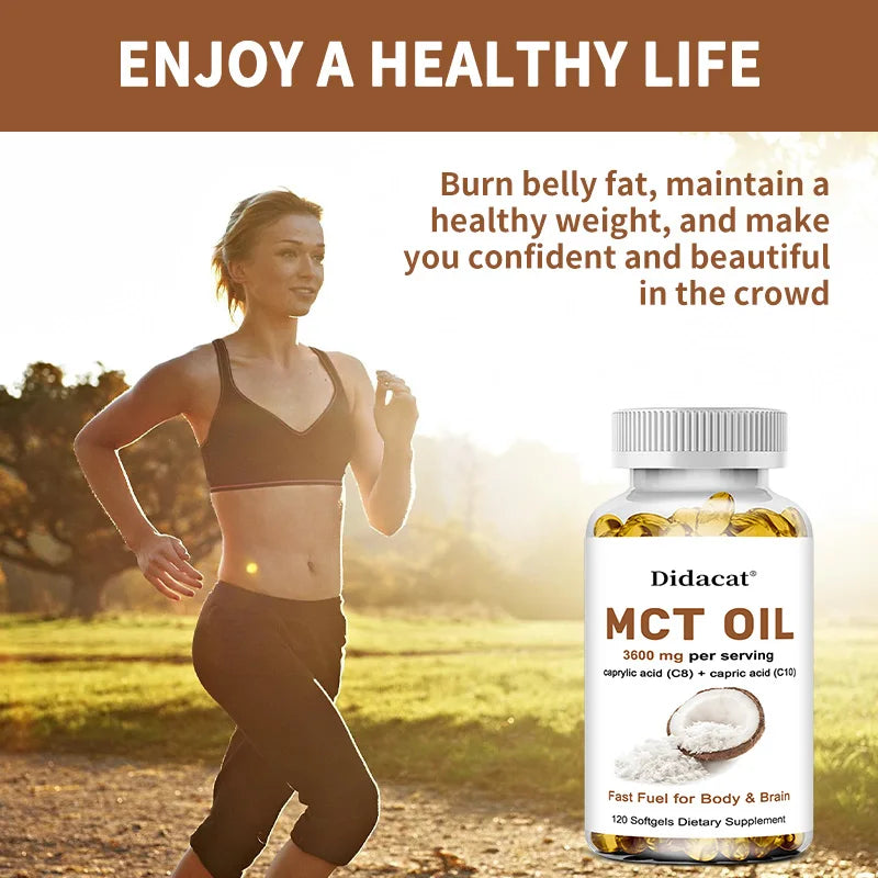 MCT Oil Capsules Ketogenic Fuel Focus, Promote Brain and Body Health, Non-GMO Coconut