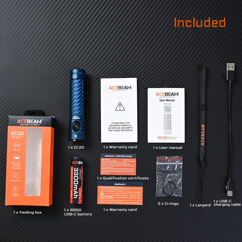 Led flashlight EDC LUXEON HL4X Leds 2800 lumens 340 meters 18650 battery multi-color auxiliary lights