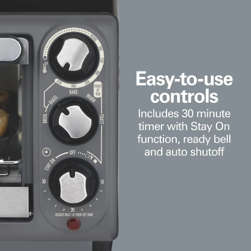 4 Slice Toaster Oven, with 5 Versatile Cooking Modes