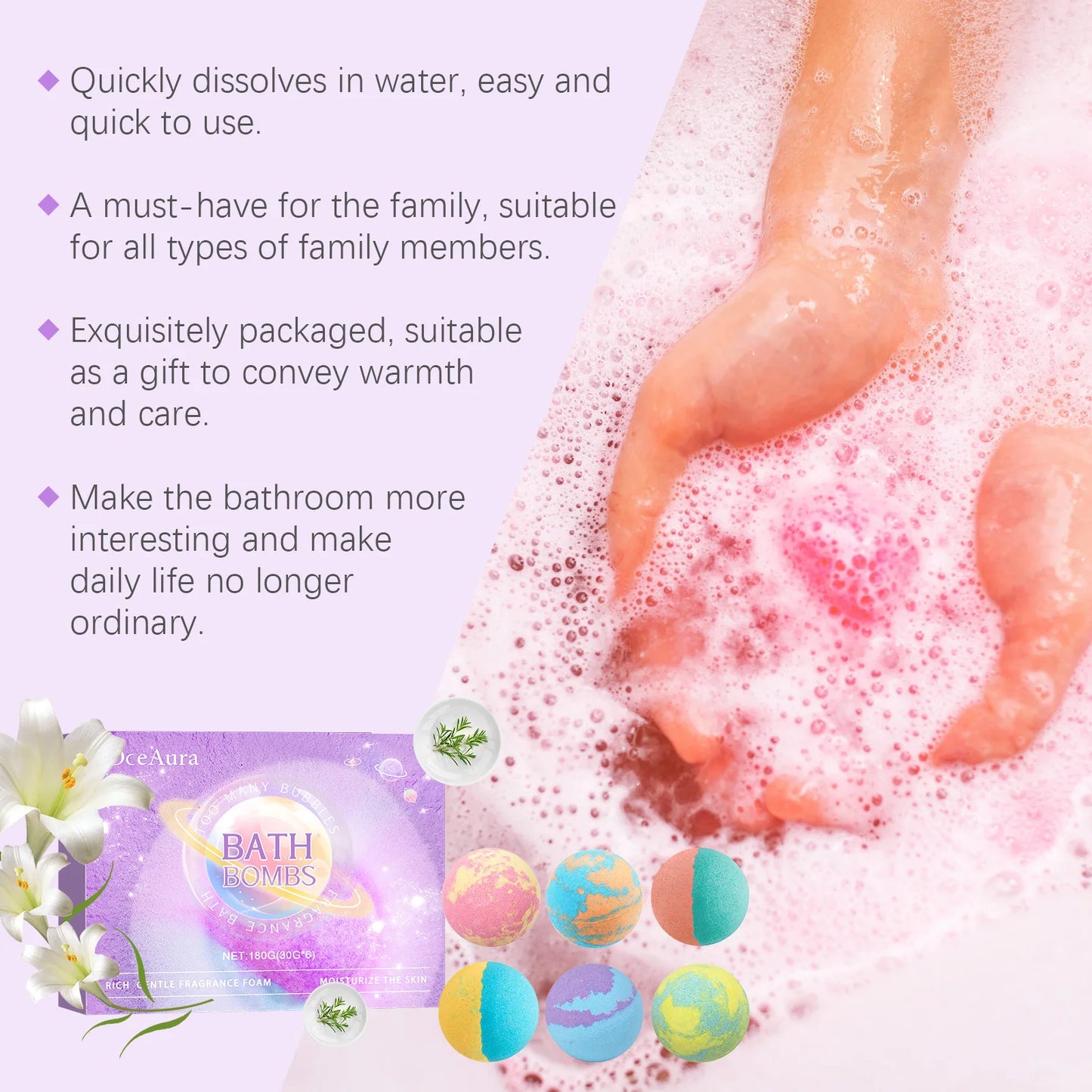 Bubble Salt Bath Ball Fragrance Moisturize Nourish Skin