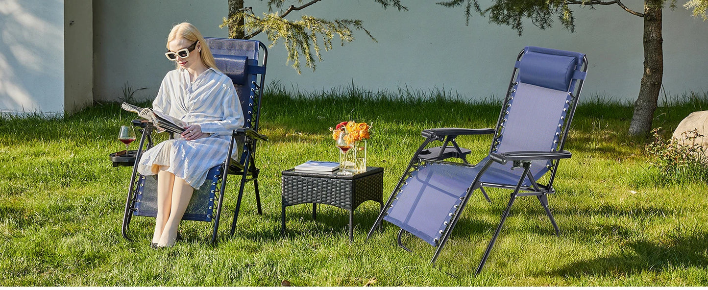 Zero Gravity Set of 2 Portable Recliner Camping Chairs