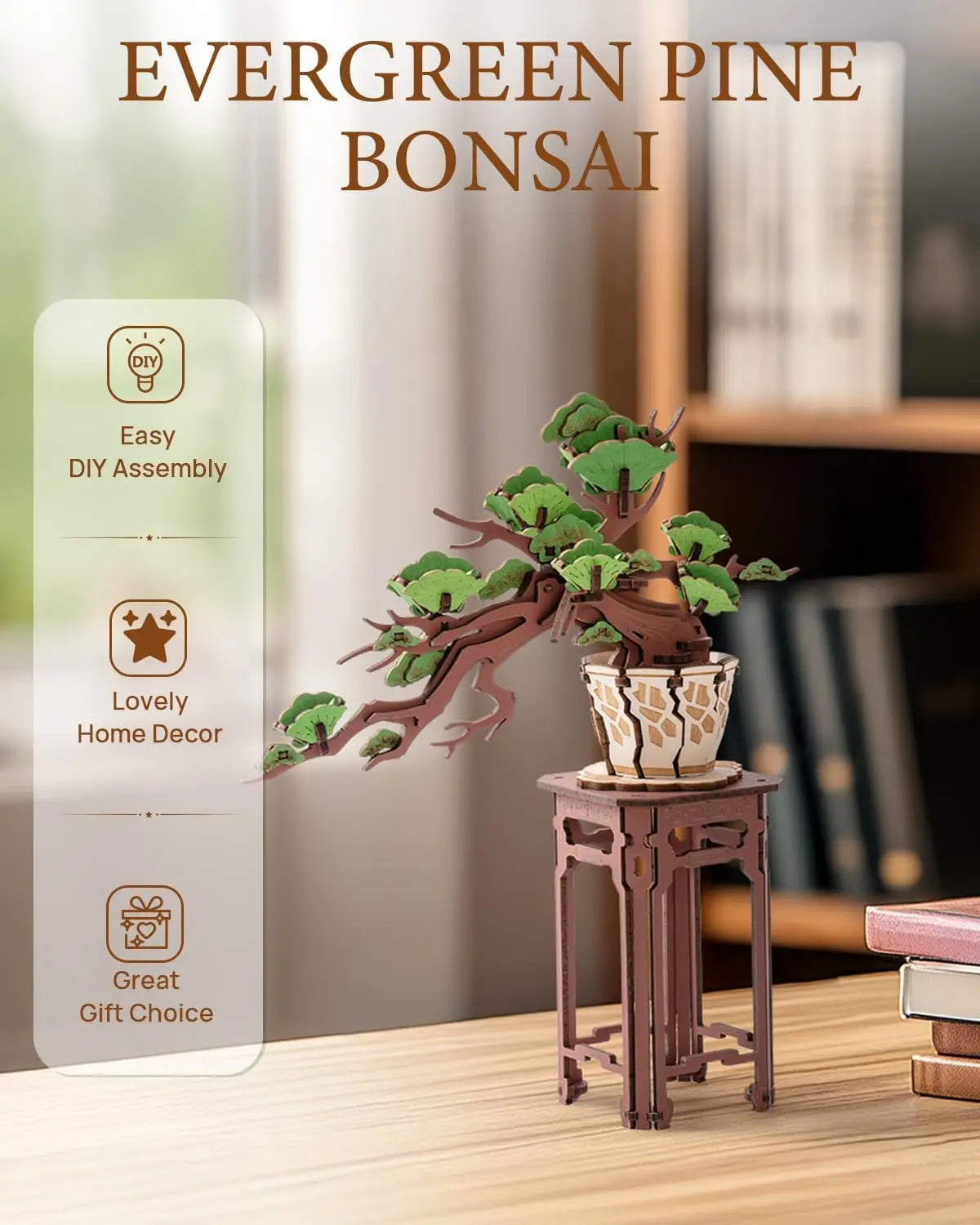 D Wooden Sakura Bonsai Puzzle Easy Assembly Evergreen