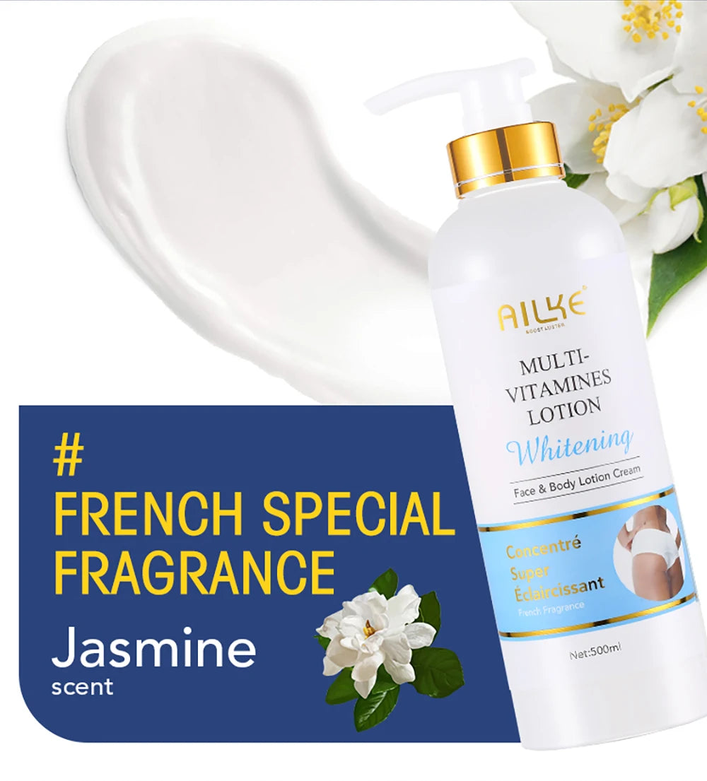 AILKE Multi Vitamin Brightening Body Lotion, Clean Skin With Vitamins A,E,B3,B5, Increase Radiance, Smooth, Moisturizer Cream