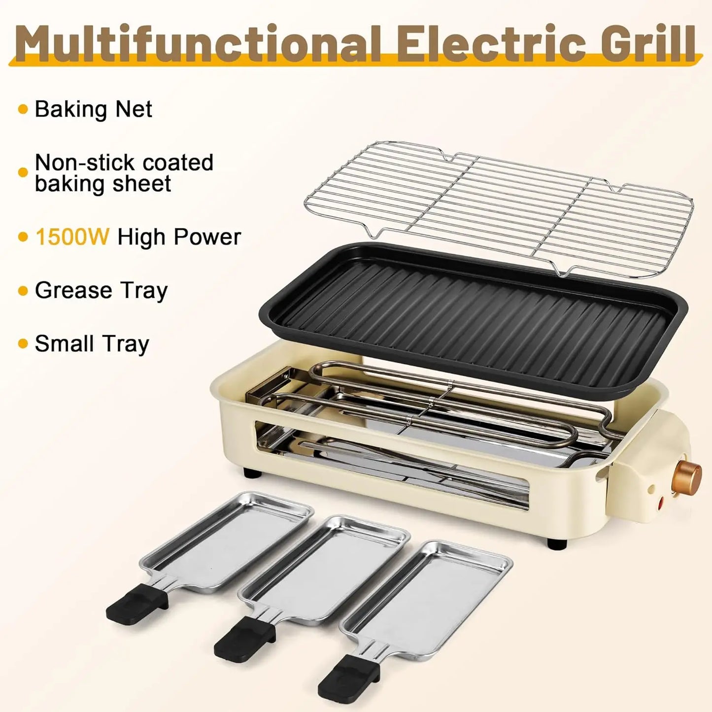 Portable Electric Smoke-free Indoor Barbecue Grill,