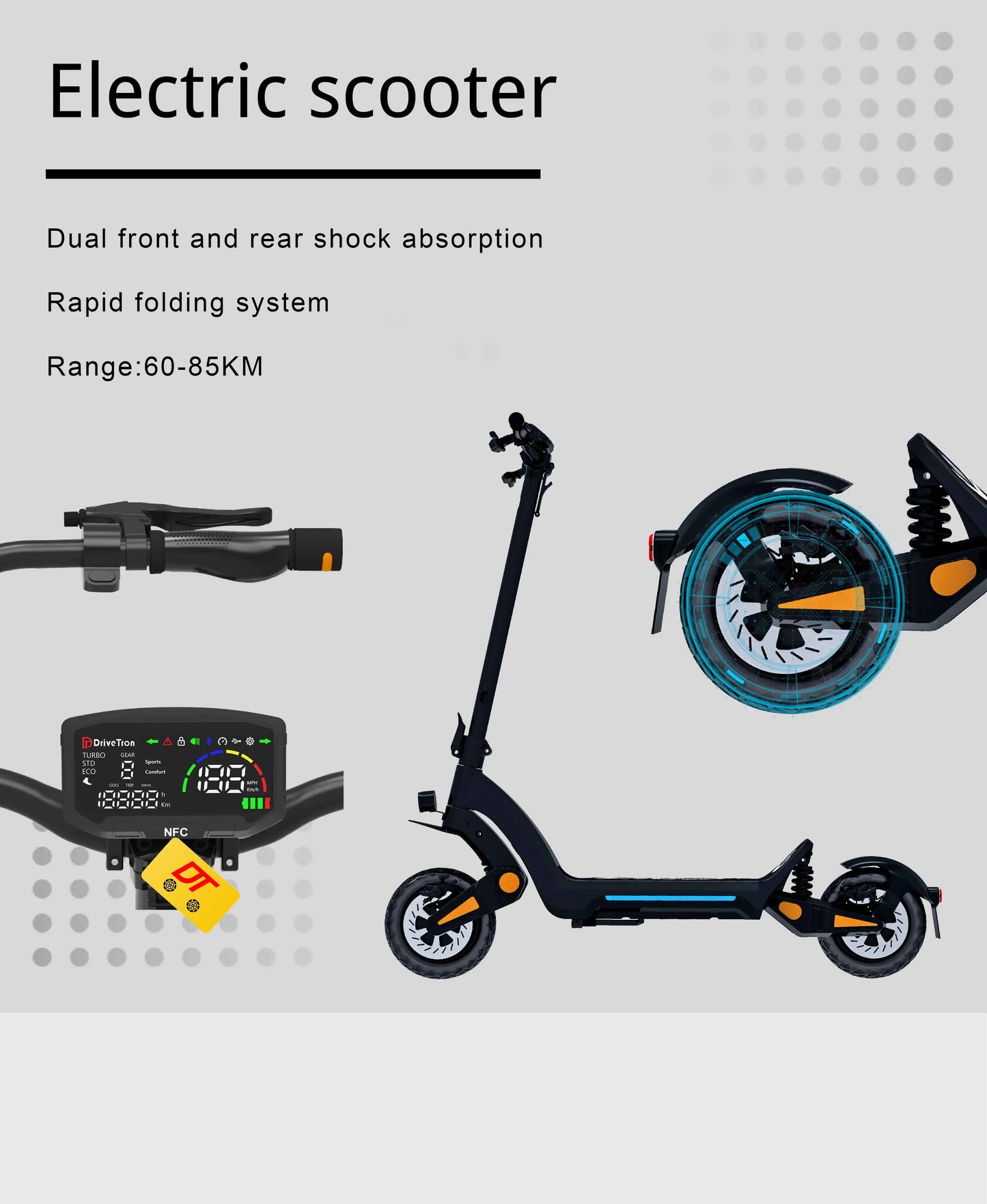 adult electric scooter, 1200W*2 motor,60v 23.4Ah,folding E-scooter, E-Mountain Scooter