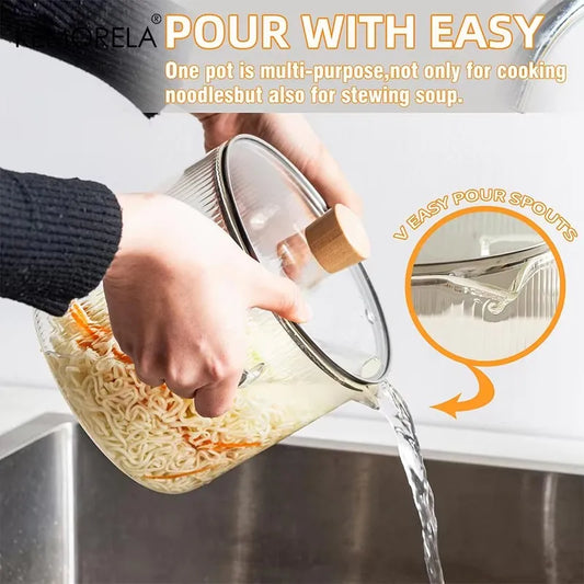 2 Pcs Clear Heat Resistant Hand Cookware With Lid