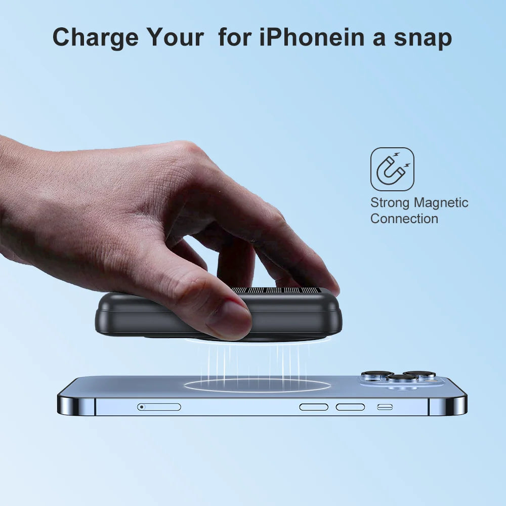 Solar Magnetic Power Bank Wireless& USB-C / USB Phone Char,ger w