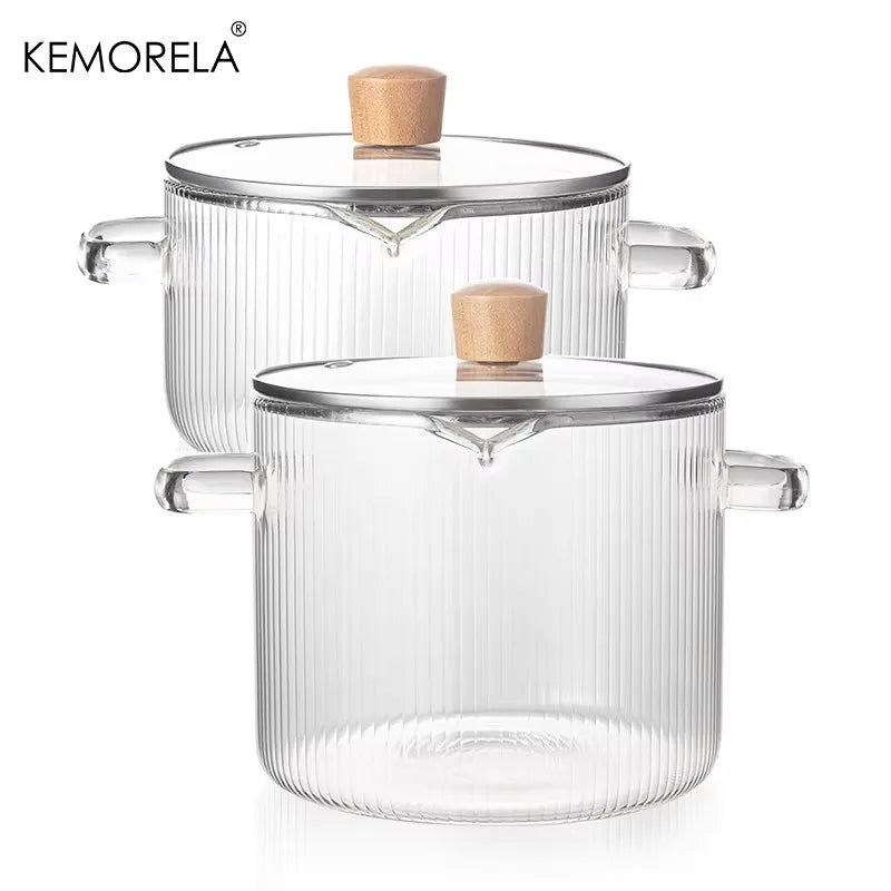 2 Pcs Clear Heat Resistant Hand Cookware With Lid