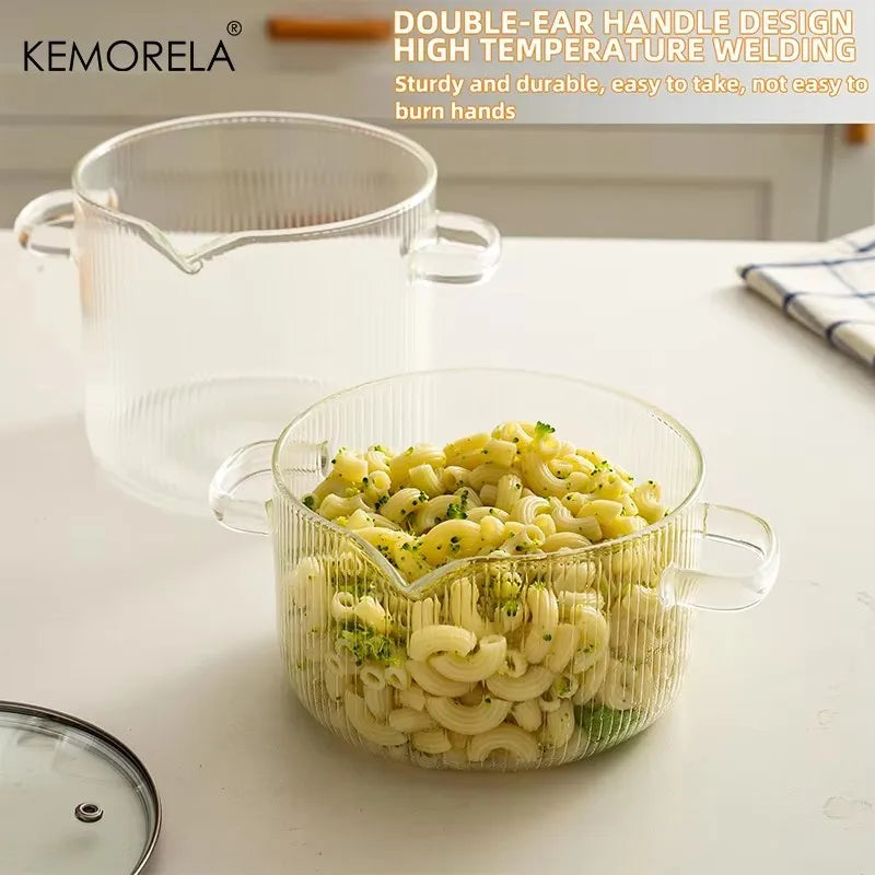 2 Pcs Clear Heat Resistant Hand Cookware With Lid
