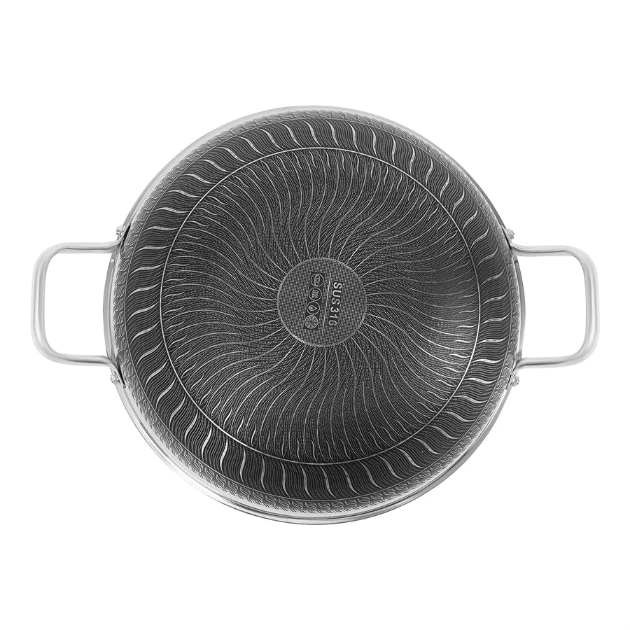 Stainless Steel Pan, Cooking Pan, Double-sided Honeycomb Frying Pan, Non-stick Pan with Lid Induction Cooker Gas Stove Universal