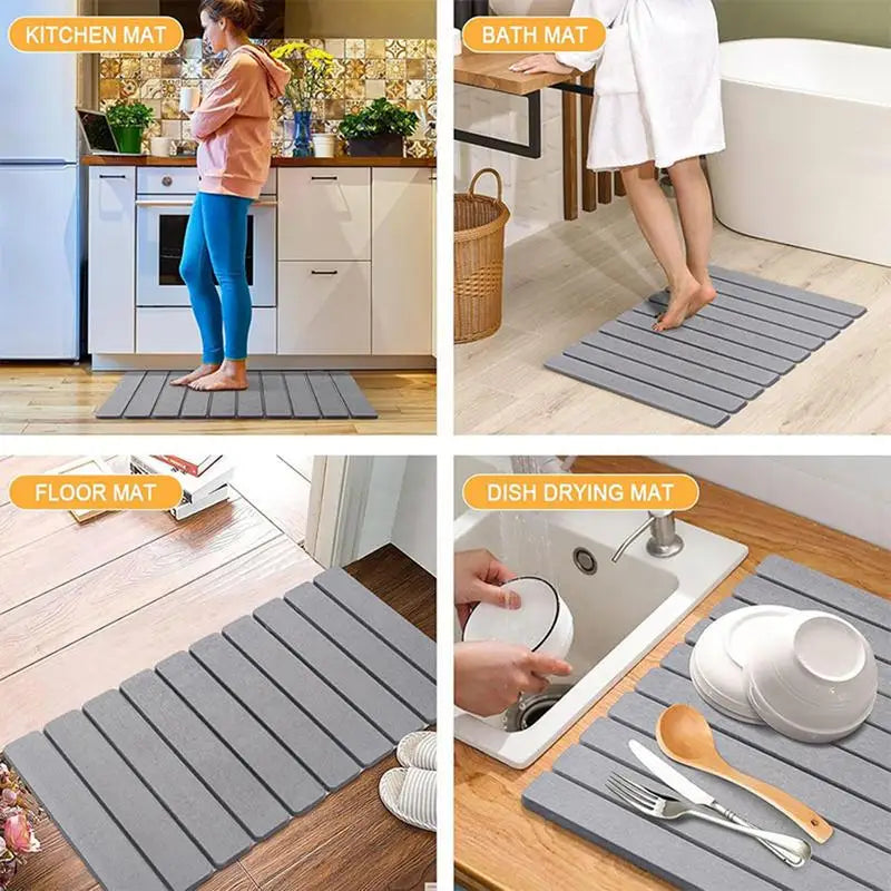 Shower Mat, Absorbent, Diatomite, Rubber backed