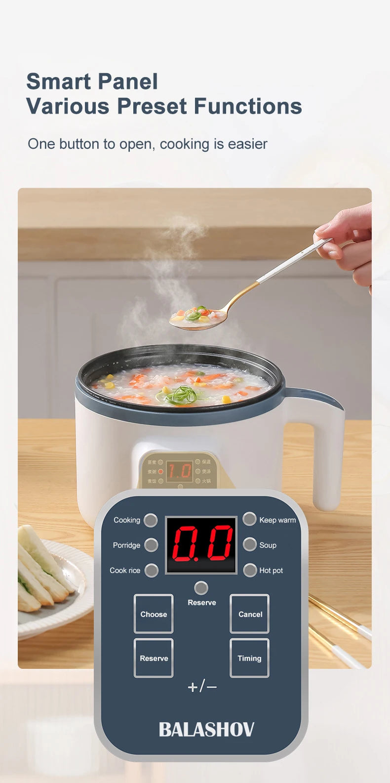 1.7L Electric Rice Cooker 1-2 People Household Non-stick Pan Single/Double Layer Hot Pot Cooking pot Electric Rice Cooker EU/US