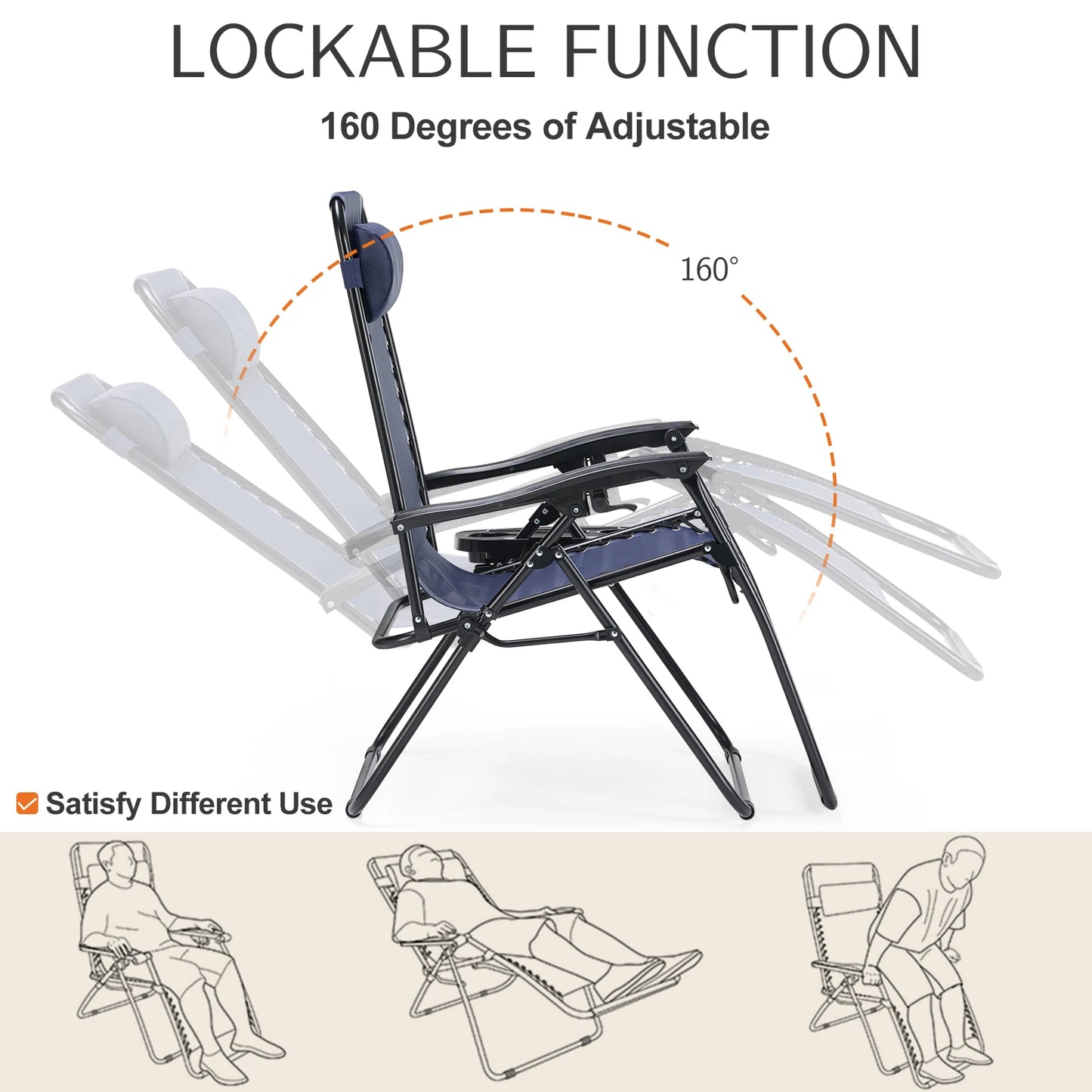 Zero Gravity Set of 2 Portable Recliner Camping Chairs