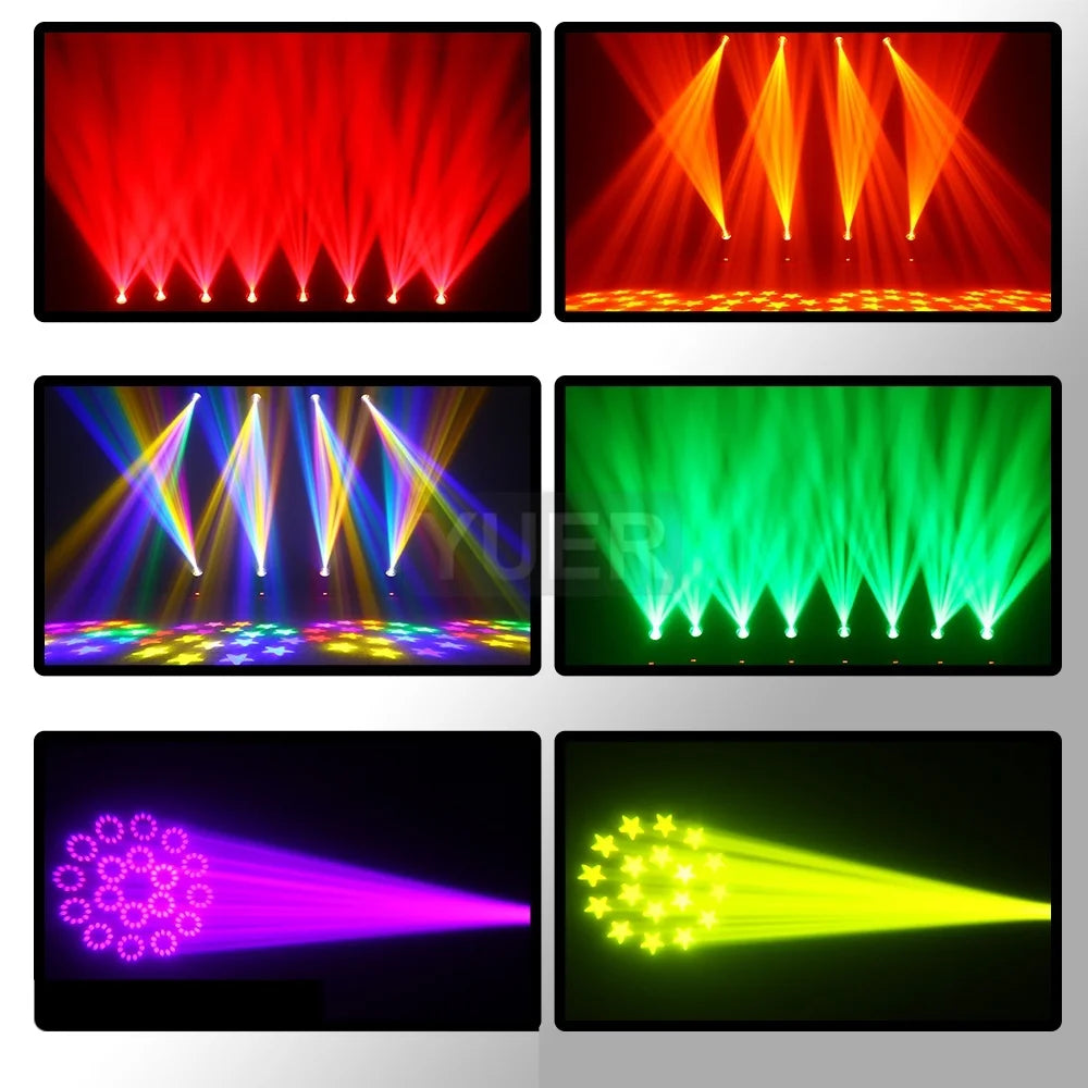 5Pcs 200W LED With Ring Beam Spot Moving Head Light With 18 Rotating Prism Rainbow Effect DMX512 Disco LightsParty CLub Stage