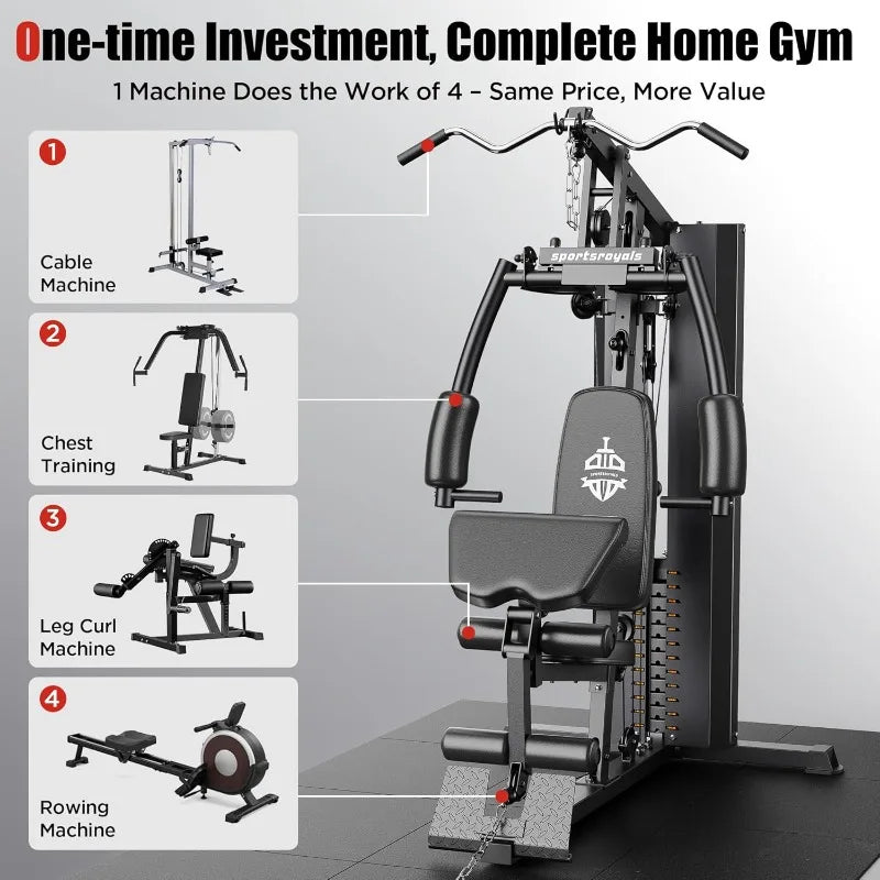 Multifunctional Home Gym, Workout Station with Weight Stack