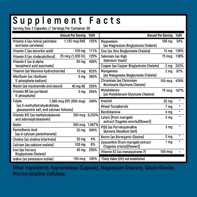 Multivitamin Supplements, with Zinc, Iron and Calcium