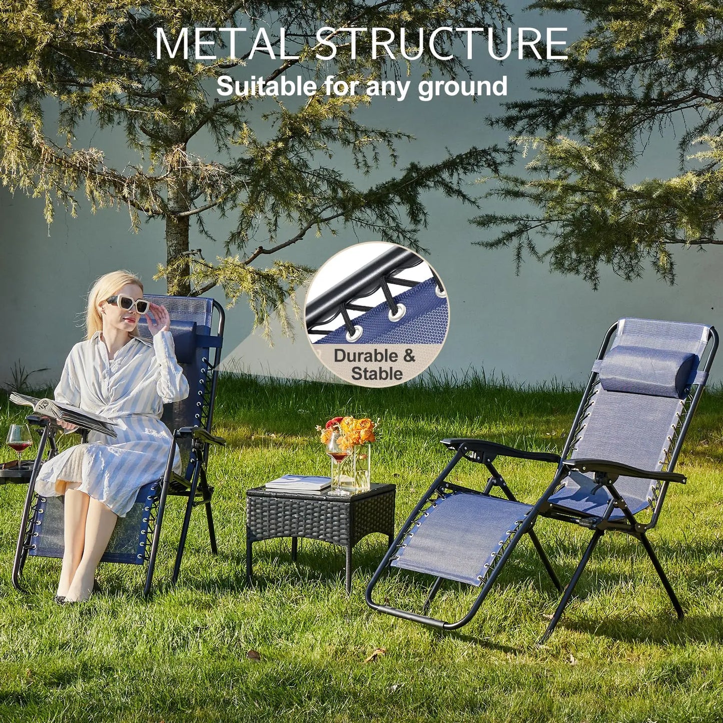 Zero Gravity Set of 2 Portable Recliner Camping Chairs