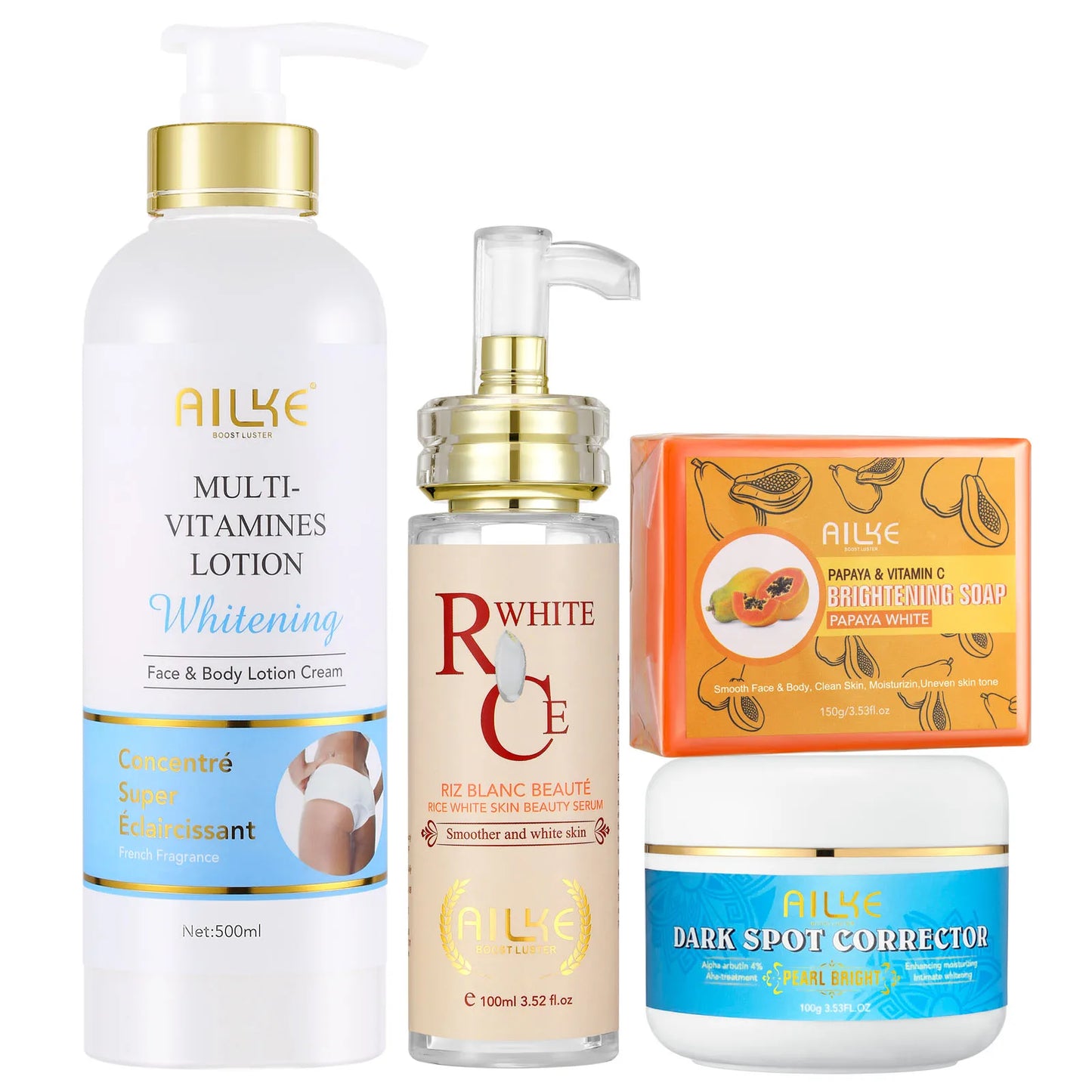 AILKE Multi Vitamin Brightening Body Lotion, Clean Skin With Vitamins A,E,B3,B5, Increase Radiance, Smooth, Moisturizer Cream