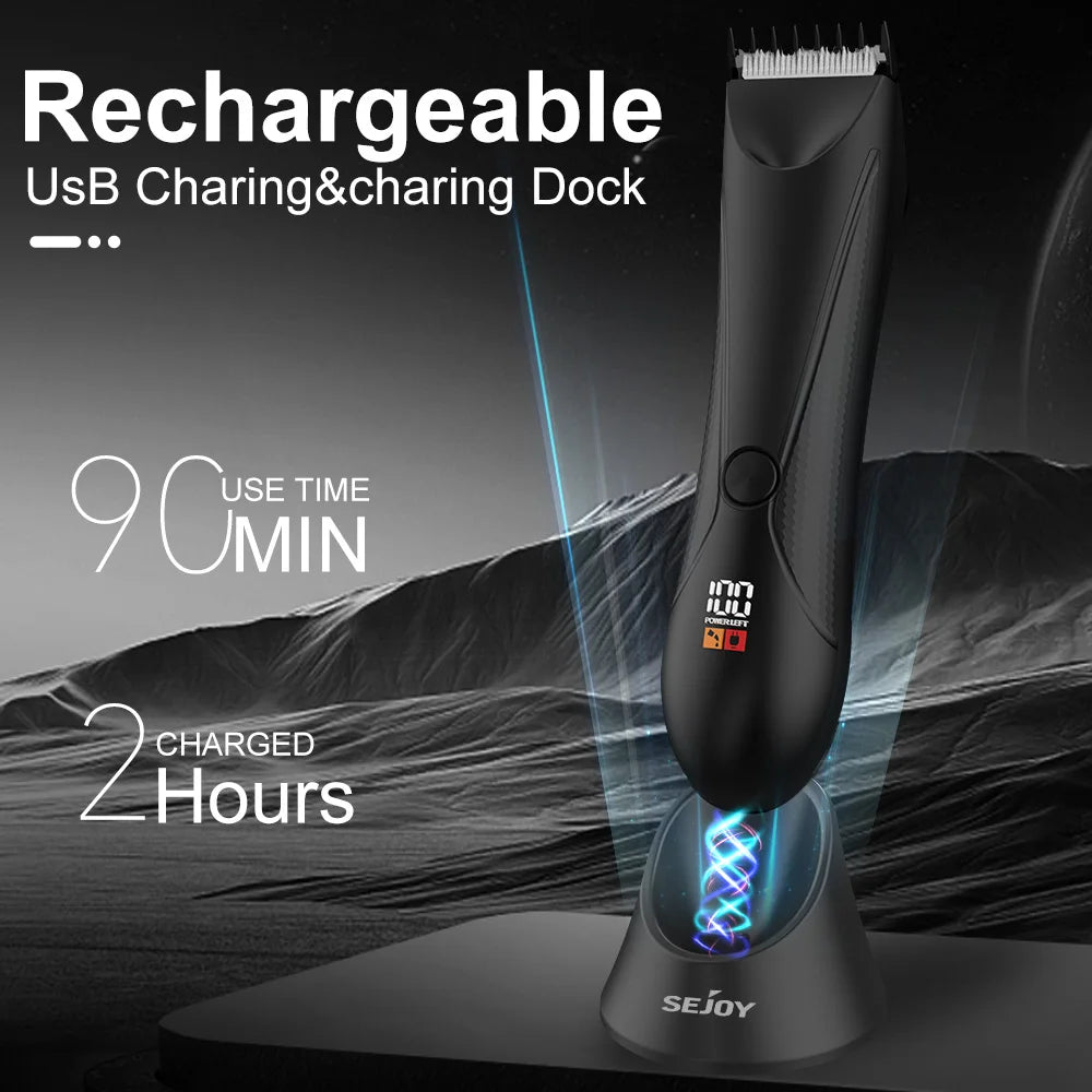 Body Hair Trimmer for Men Groin and Body Shaver Groomer Arm Beard Razor Rechargeable