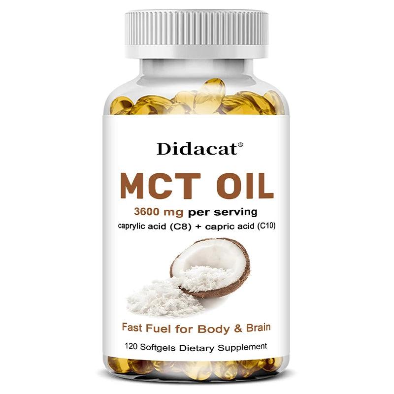 MCT Oil Capsules Ketogenic Fuel Focus, Promote Brain and Body Health, Non-GMO Coconut