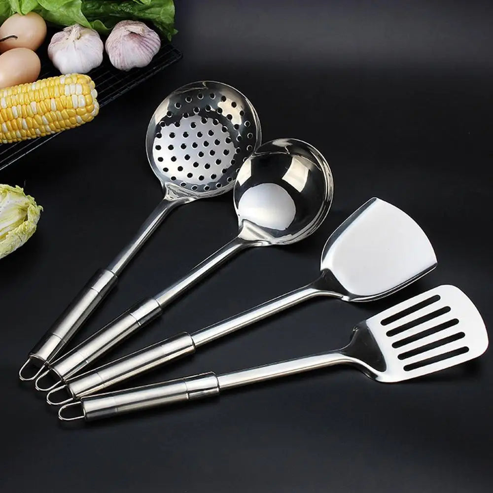 Kitchen Utensils Wok Spatula Ladle Tool Set Stainless Steel Accessory Cookware Set