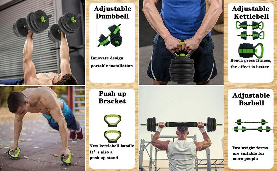 66lbs/88lbs Weight 4 in 1 Adjustable Kettlebell Set Dumbbell Set Used as Kettlebells Barbell Push up Stand for GYM Home