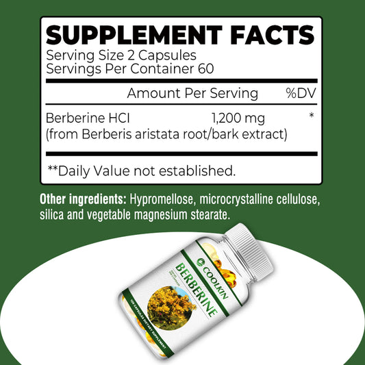 Premium Berberine  Supplement - Supports Immune System,  Heart & Gastrointestinal Wellness - 120 Capsules