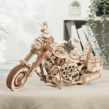 420 PCS Cruiser Motorcycle DIY Wooden Model Building Block Kits Assembly Toy Gift for Children Adult Puzzle LK504