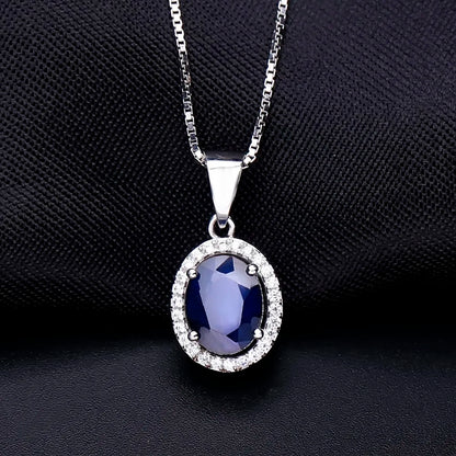 Natural Natural Blue Sapphire Real 585 14K 10K 18K Gold 925 Silver Pendant Necklace For Women Necklace Jewelry