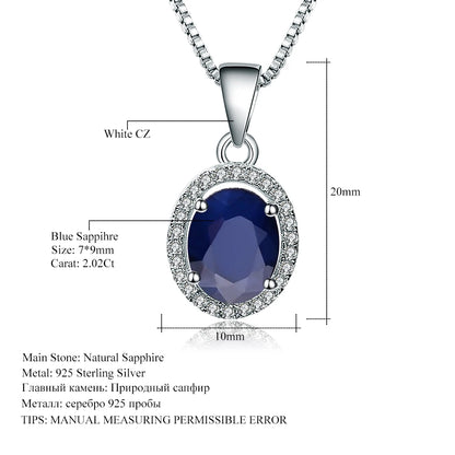 Natural Natural Blue Sapphire Real 585 14K 10K 18K Gold 925 Silver Pendant Necklace For Women Necklace Jewelry