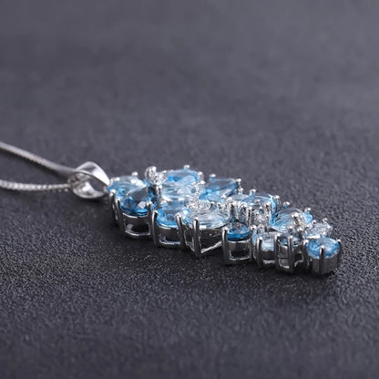 London Blue Topaz Swiss Blue Topaz Sky Blue Topaz Mix Gemstone Pendants For Women Gift Luxury Jewelry Accessories
