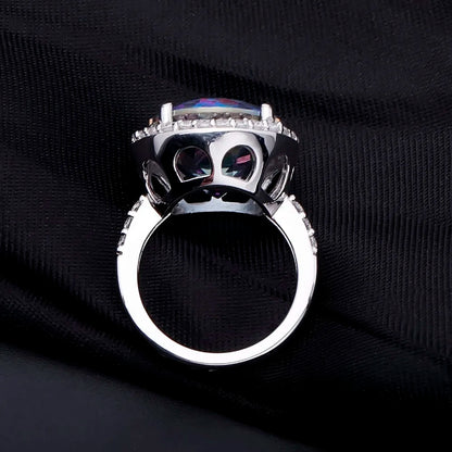 Natural Blueish Mystic Quartz 925 sterling silver Cocktail Rings Fine Jewelry For Women Wedding Engagement