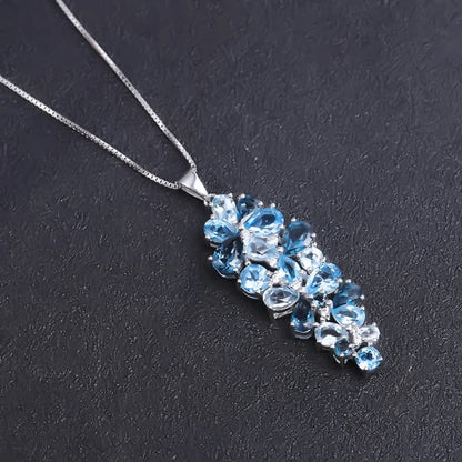 London Blue Topaz Swiss Blue Topaz Sky Blue Topaz Mix Gemstone Pendants For Women Gift Luxury Jewelry Accessories